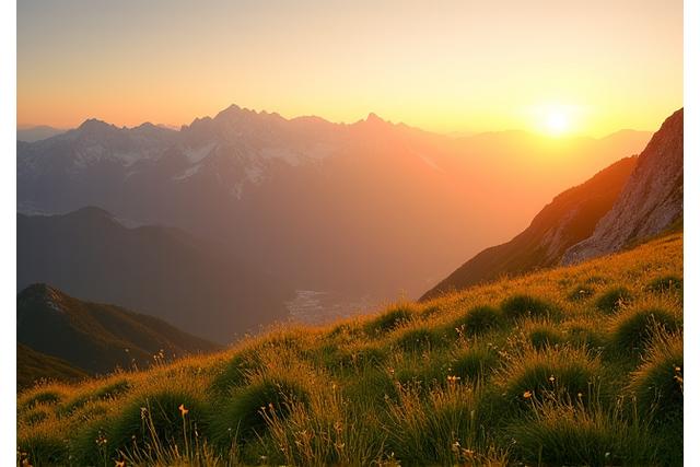 Malerische Alpenlandschaft bei Sonnenuntergang